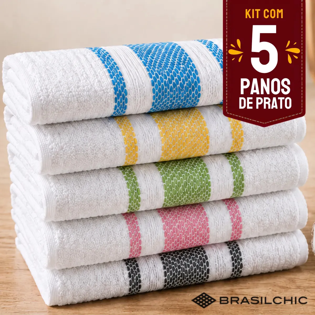 Kit 5 Panoa de Prato Atoalhado